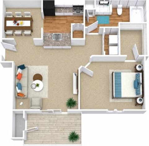 One Bedroom One Bathroom Floorplan | 800 Sq. Ft. at Austin Chase Apartments, Macon, GA 31210